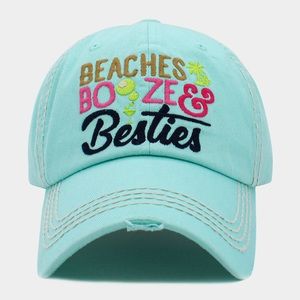 Beaches booze besties distressed baseball hat